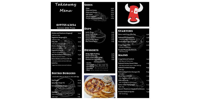 Pizza and Take Away menu